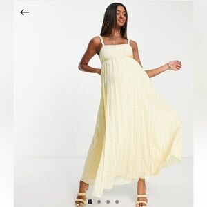 ASOS Maternity Light Yellow Pleated Dress